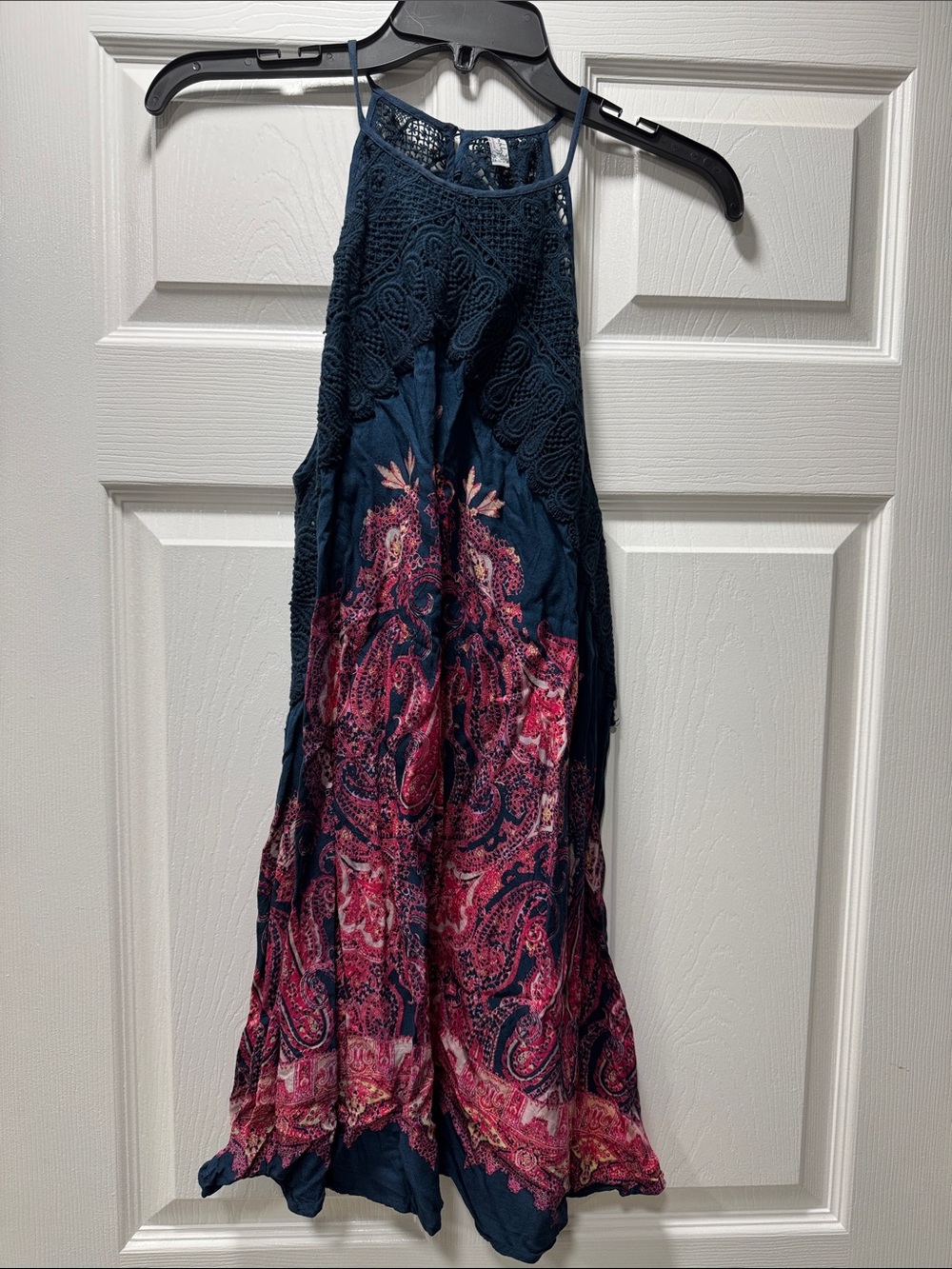 Free People Navy & Pink Paisley Halter Sundress or Tank